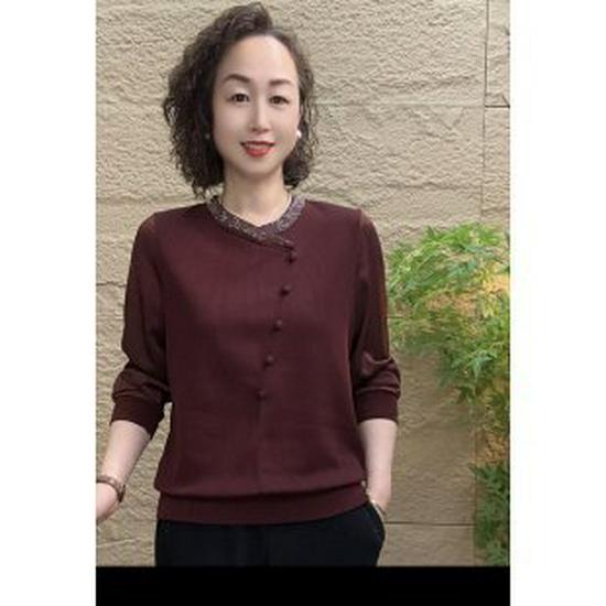

Mom s 2026 Stylish Long-Sleeve Base Layer Top for Middle-Aged & Elderly Women - Spring & Autumn 2XL