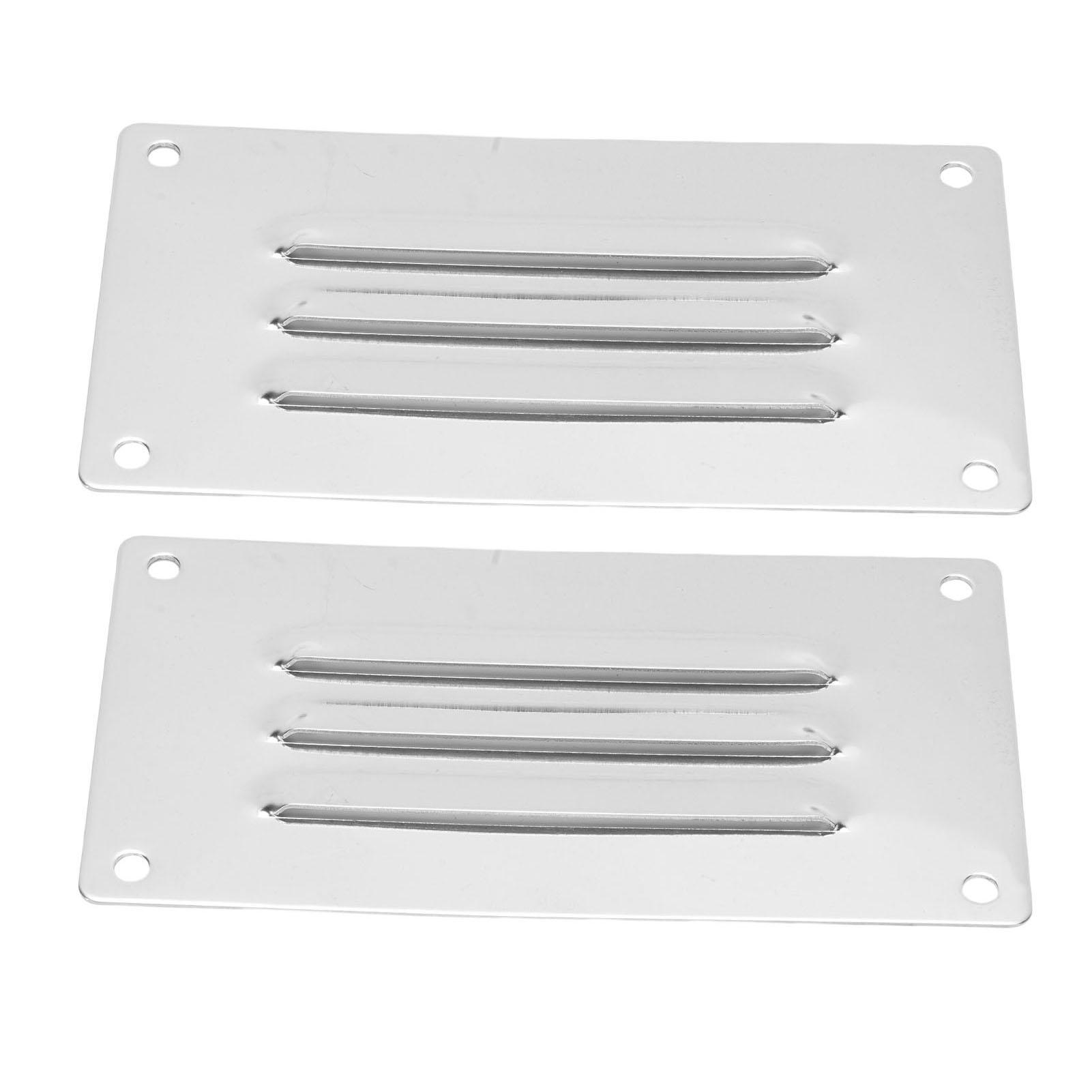 

2pcs Rectangle Stamped Louvered Vent 5 X 2.6in Mirror Polished 316 Stainless Steel Cabin Vent Louver Grill Cover for