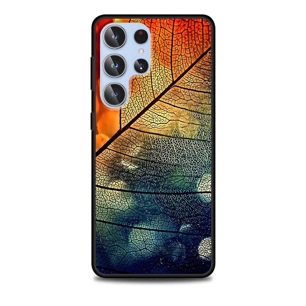 Colorful Leaves Case for Samsung Galaxy S23 S21 S20 FE S24 S22 Ultra S10 S10e S9 Plus Soft Black TPU Phone Cover Bumper Samsung S20 FE