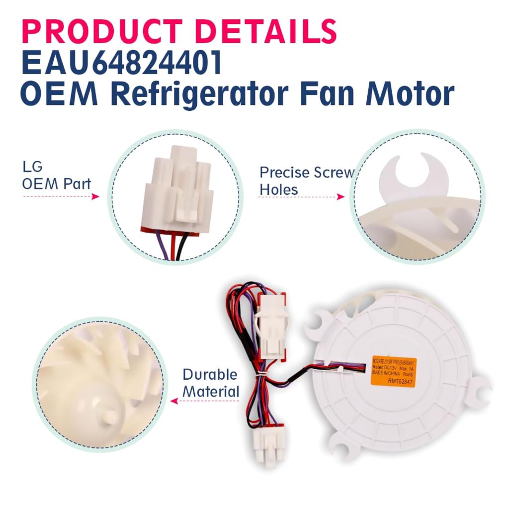 For LG Quiet Refrigerator Evaporator DC13V Fan Motor EAU64824401 for Kenmore Motor Replacement Component Fridge Condenser