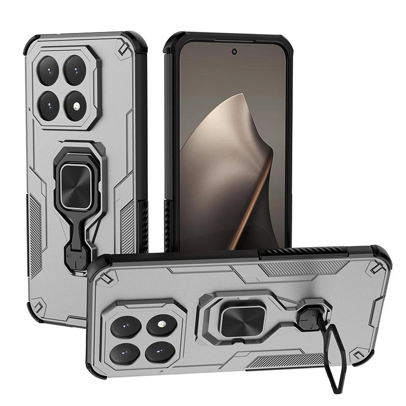KEYSION Shockproof Armor Case for Xiaomi 15T Pro Silicone+PC Upright Metal Live Ring Stand Phone Cover for Xiaomi 15T 15T Pro 5G