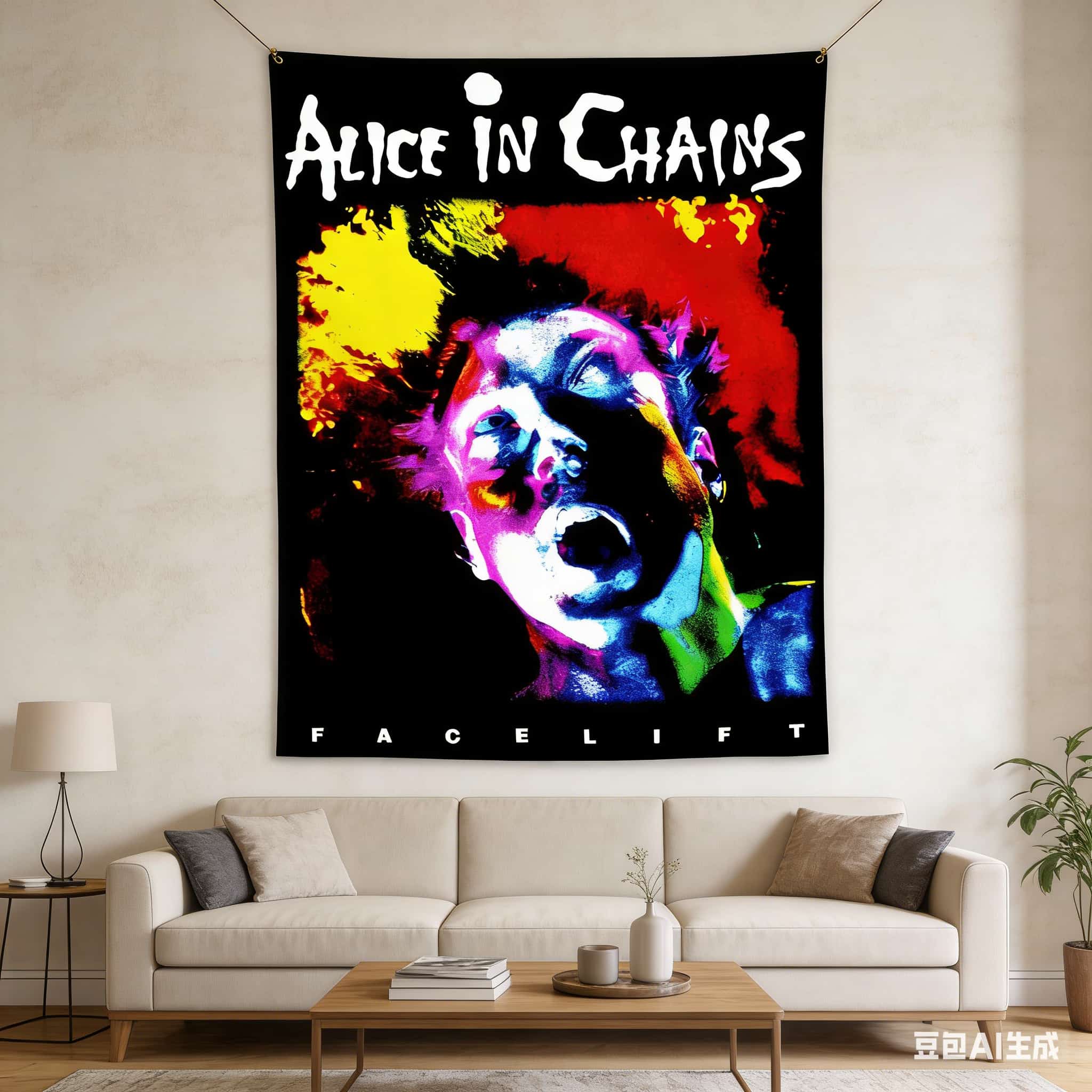 1pc Alice In Chains Facelift Album Tapestry Polyester 2D Flat Print Grunge Rock Wall Hanging for Bedroom Music Studio Iconi 100X70CM