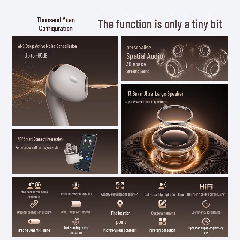 GFFOCUS G7 Semi-In-Ear Active Noise Cancelling Bluetooth Earbuds