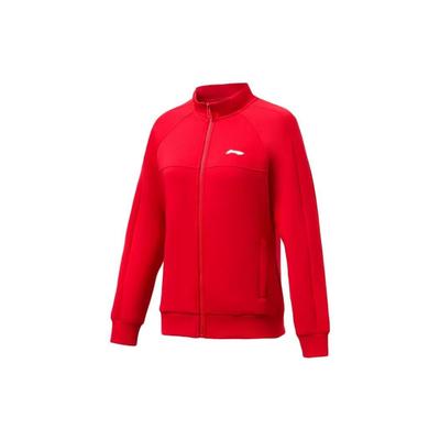 Li Ning Schlichtes Logo Reißverschluss Stehkragen Langarm Sweatshirt Damen Sweatshirt Rot AWDRB06-2