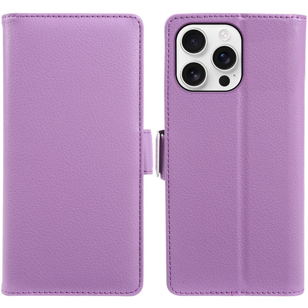 

For iPhone 13 Pro Max Wallet Case with Dual Magnetic Clasp Litchi Textured Leather Flip Stand Phone Cover