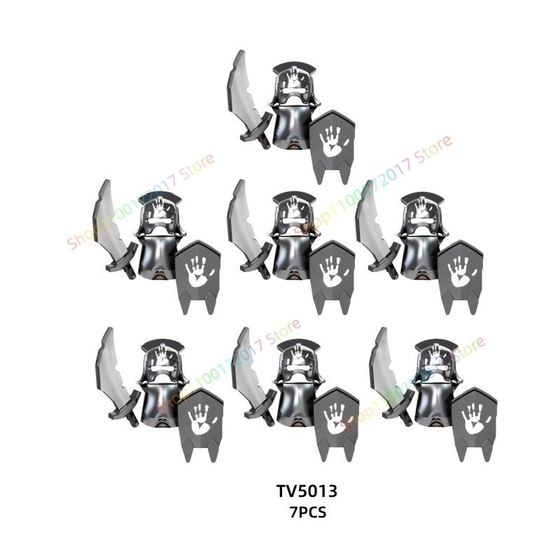 7PCS Anime Movie TV6401 TV6402 Series Action Figures Blocks Toy Orcs Medieval Wars Soldiers Building Bricks Model Toys Gift