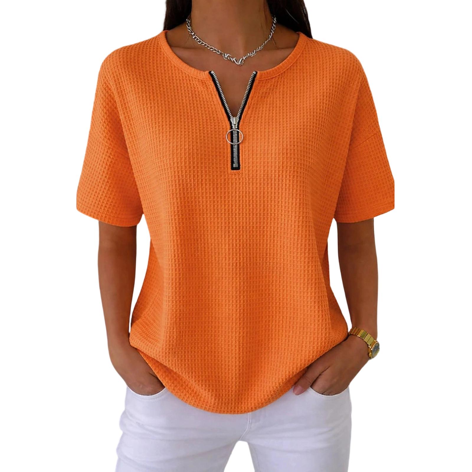

Women s Fashionable Casual Short-sleeved Pullover Top XL шафрановий