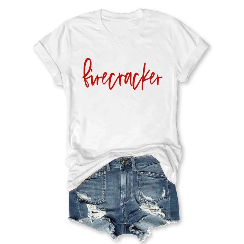 Summer Round Neck 3D Letter Print Top Fashionable Casual Short Sleeved Women's T-shirts