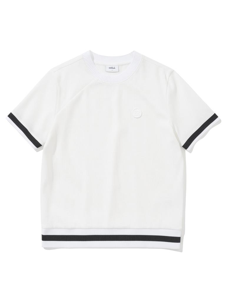 20TH HOLE Women'S Waffle Knit Yokko Point Short Sleeve T-Shirt [White]