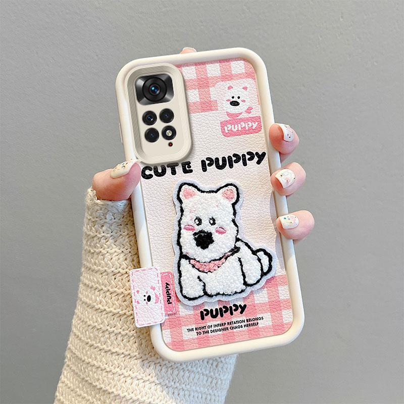 KEYSION Cartoon Cute Plush Embroidery Case for Redmi Note 11 Pro 5G 11S with Lanyard Silicone Shockproof Phone Cover for Redmi Note 12 Pro 4G