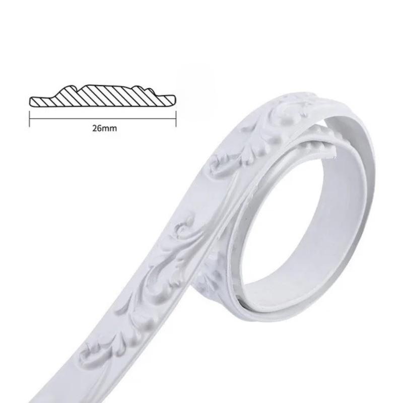 

1pc 78.74/39.37in Self-Adhesive Decorative Soft Line Baseboard Ceiling Trim Line Background Wall Molding Line Wall Sticker Decor белый