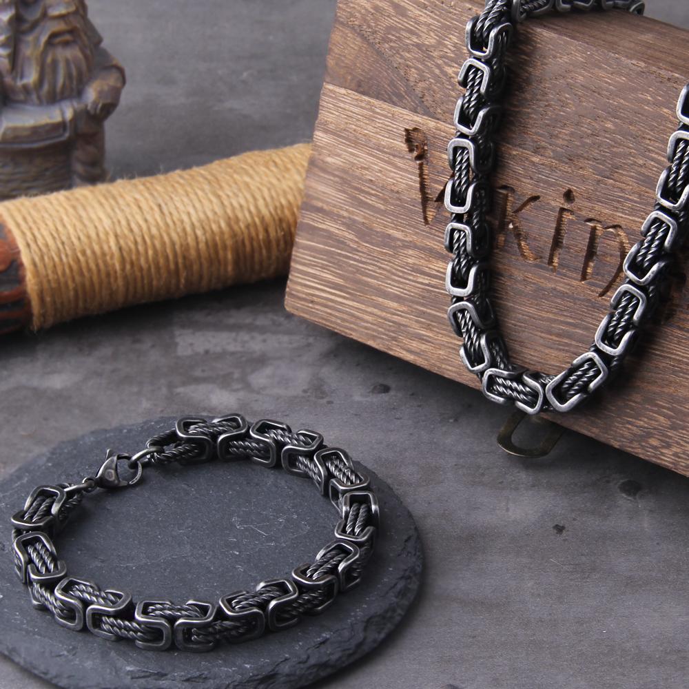 1/6mm Gold Byzantine Chain Necklace Stainless Steel Punk Jewelry for Men Boys