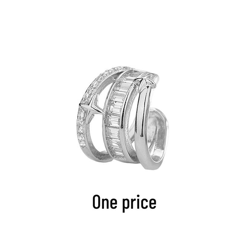 Zirkonový geometrický nepravidelný dvouvrstvý náušnicový klip: Unisex trendy kroucené náušnice, nevyžadují piercing.