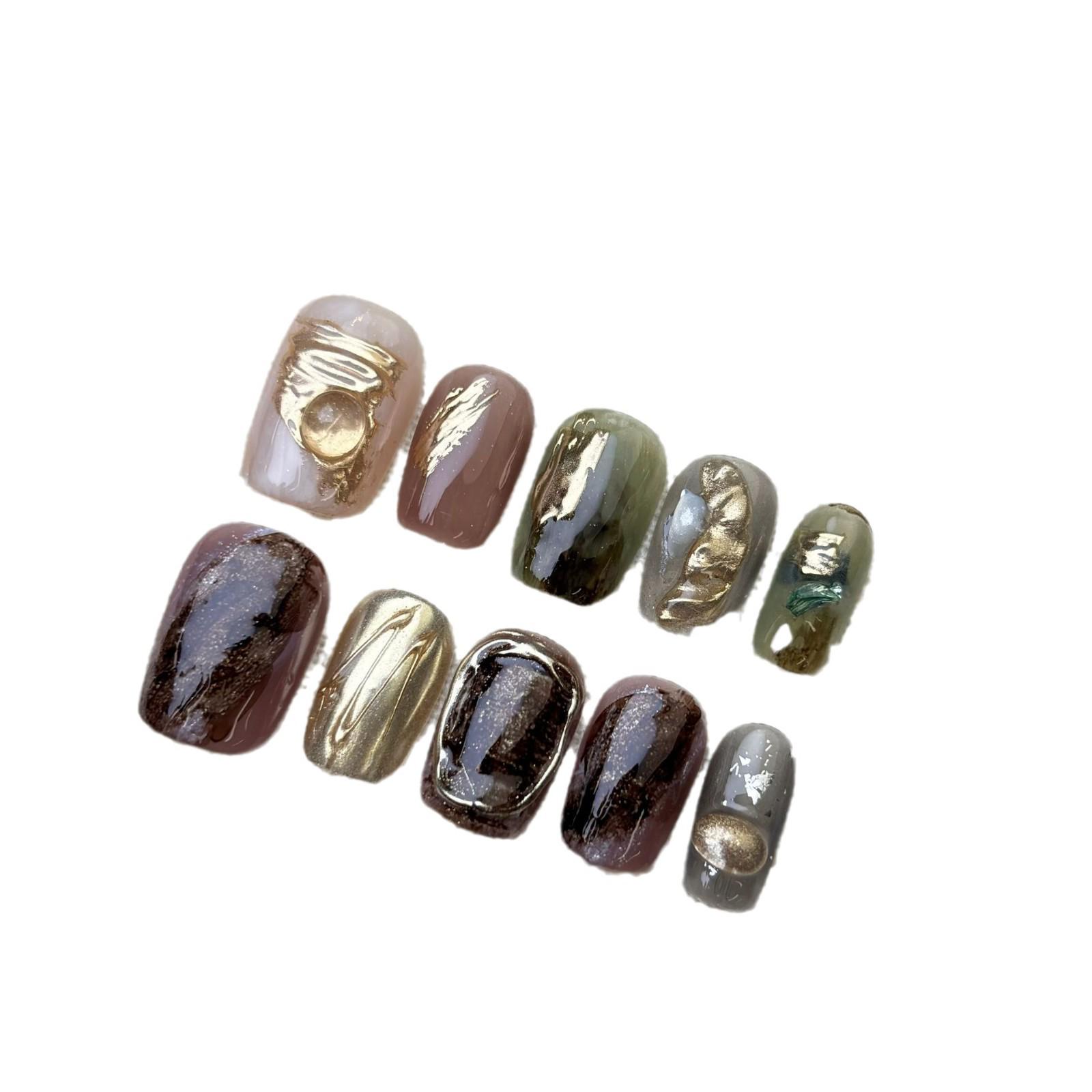 

Sun God Handmade Retro Amber Whitening Caramel Nails for Autumn/Winter Large