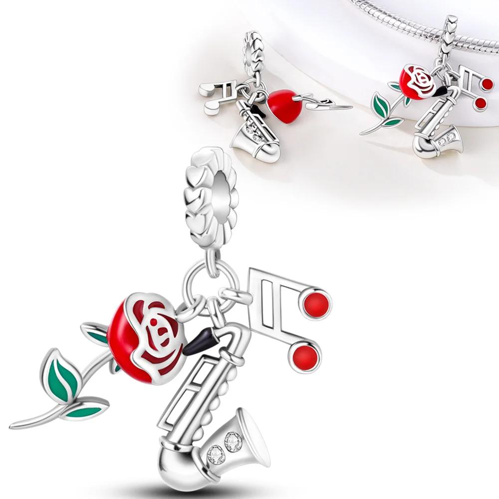 

Charms Plataromantic Saxophone Rose Symbol Beads Fit Originalbracelets Charms For Women Jewelry Diy Making Gifts