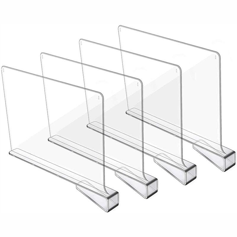 Clear Wardrobe Partition Board Set Ps Acrylic Shelf Dividers For Organizing Clothesbookstoys - Anti-Slip Space Saver