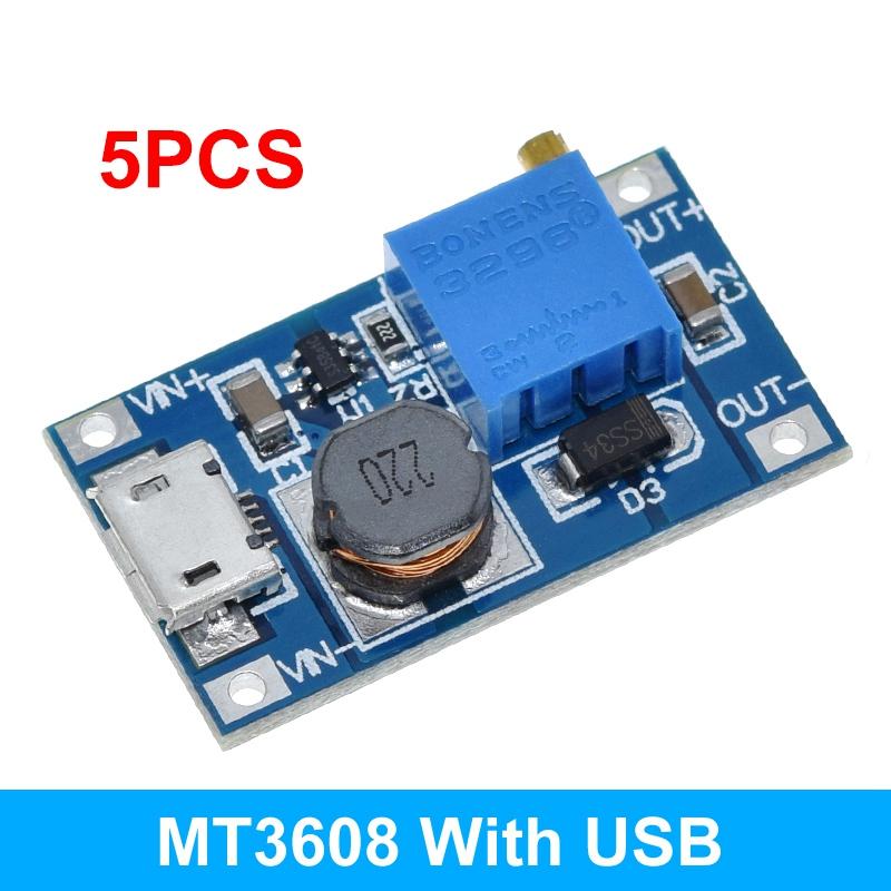 TZT MT3608 Type-c/Micro USB 2A Max DC-DC Step Up Power Module Booster Power Module 3-5V to 5V/9V/12V/24V