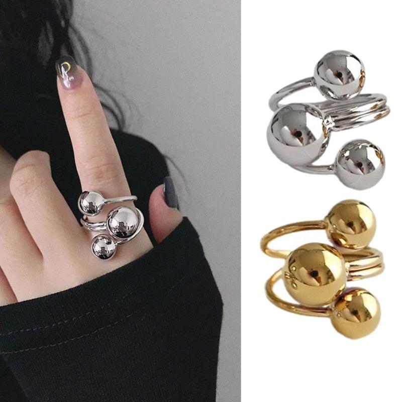 Planet Inspired Adjustable Finger Rings Sturdy Metal Crafted Women Fashion Accessory