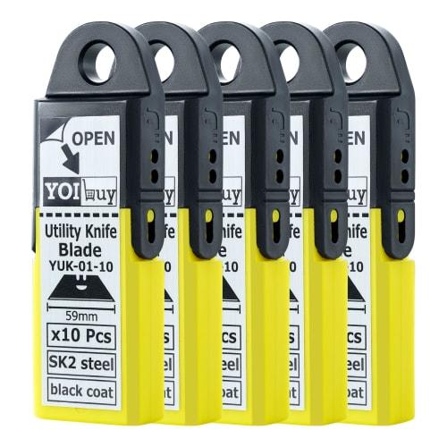 

YOIbuy PRO Сменные лезвия для скребка, набор из 50 штук, с футляром для хранения, материал SK2, черное антикоррозийное покрытие, термообработанные и полированные (50