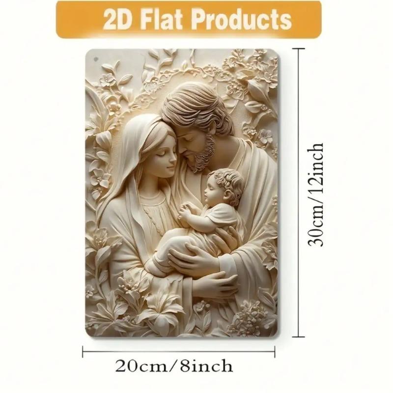Religieus Metalen Blikbord Vintage Heilige Familie Wanddecoratie Jezus Maria Jozef Kerst Decoratie Huis Garage