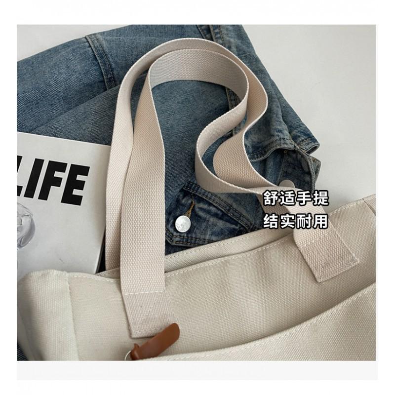 All-matching Canvas Bag 2026 New Style Pure Color Simple Large-capacity Tote Female College Students