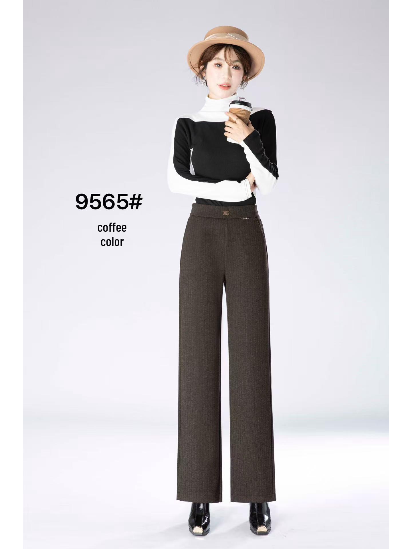 Autumn 2025 Women s Cashmere Wide-Leg Pants, Slimming Elastic Waist, Fashionable Straight-Leg Commuter Style 5XL (140-150 jins)
