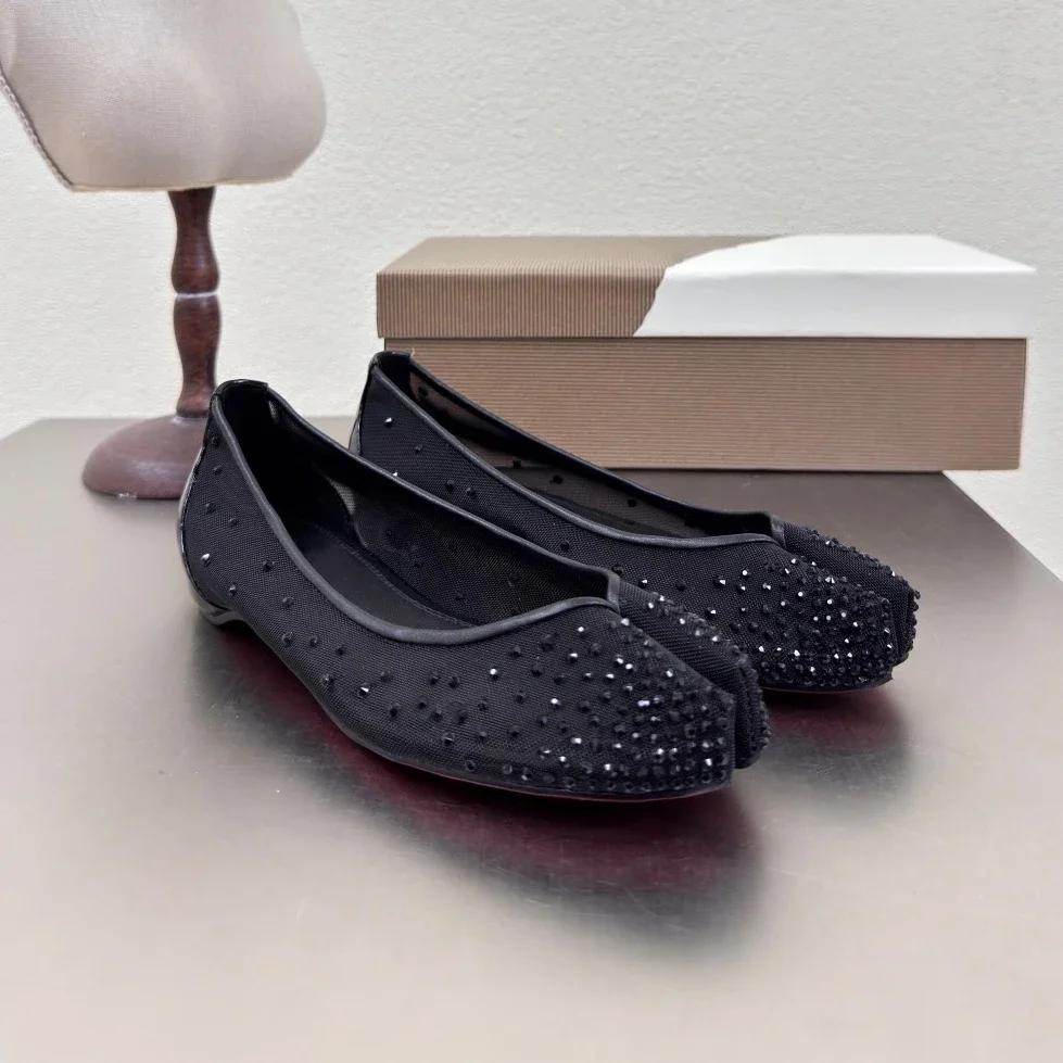 

Летние Ручной Работы Блестящие Кристальные С Раздельным Носком Женские Балетки Обувь для Балета Мэри Джейн Мюли Девочки Таби Сетчатые Дышащие Лоферы 35 чёрный