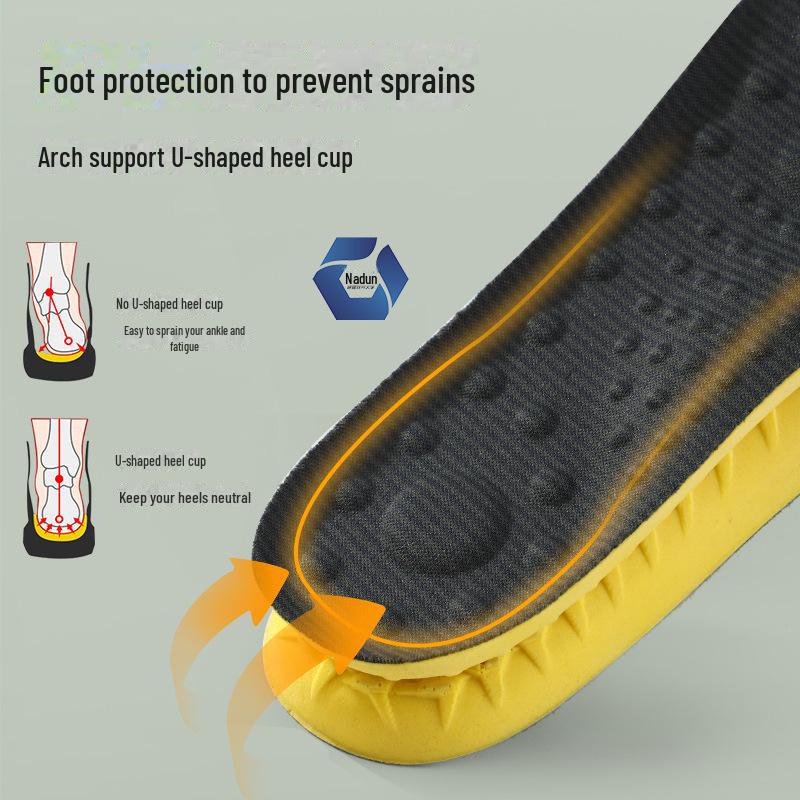 Antibacterial 7A Sports Insoles: Comfortable, Sweat-Absorbing, Breathable, High Elastic, Shock Absorbing, Arch Support.