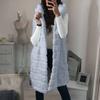 Dámská móda Plyšová vesta bez rukávů Mikina s kapucí z umělé kožešiny Top kabát Outwear