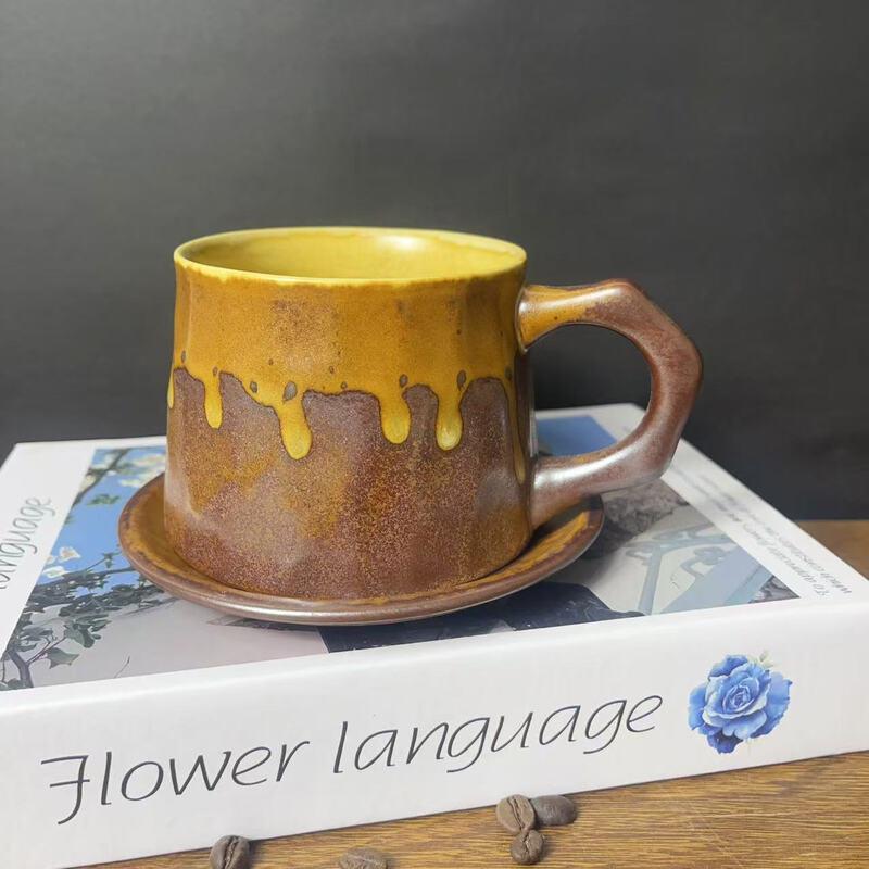 OLOEY Vintage Ceramic Coffee Mug with Saucer