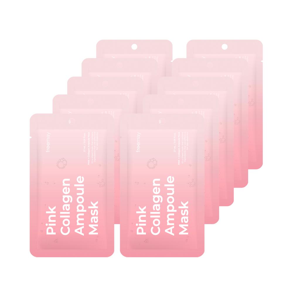 Primay [bamboo Vegan Sheet Elasticity Improvement] Primay Pink Collagen Ampoule Mask 10 Sheets