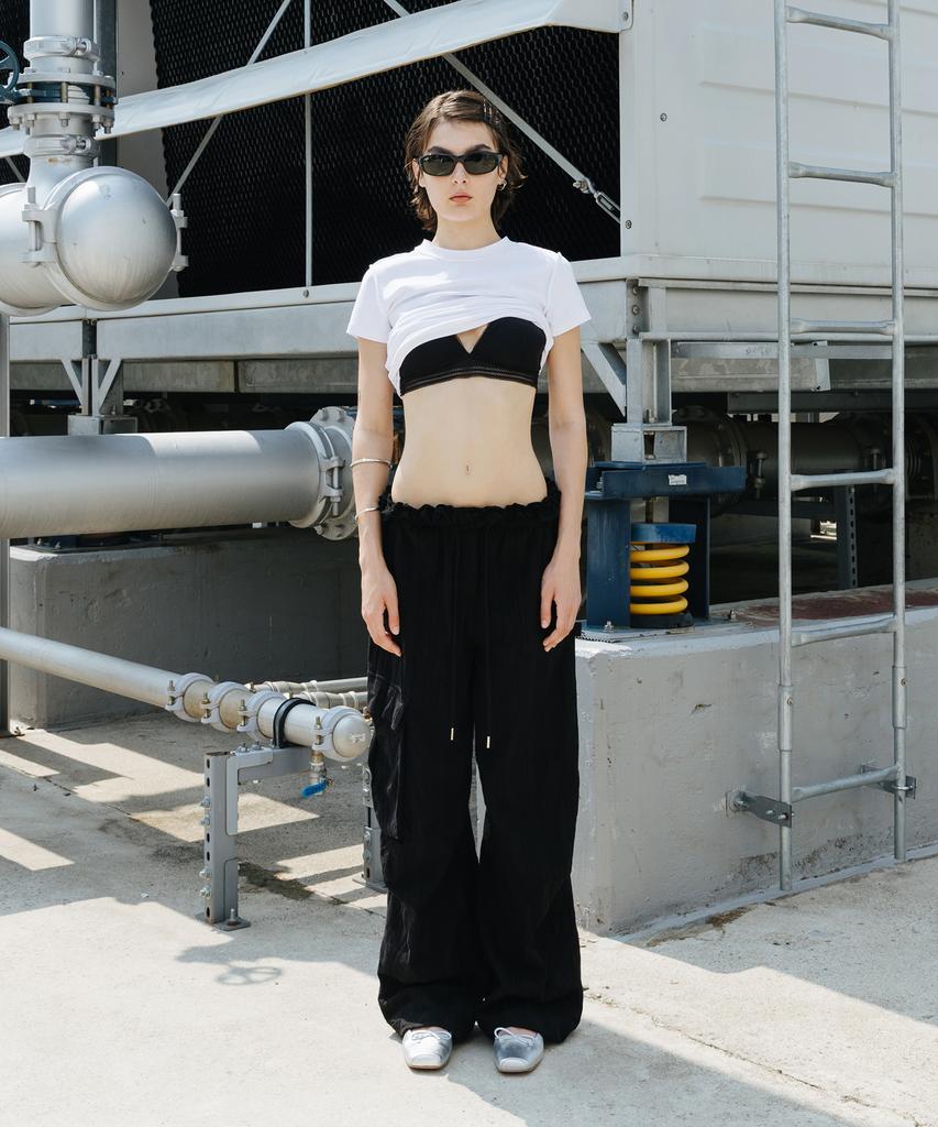THREE TO EIGHTY Lace Rolled Cargo Pants Black