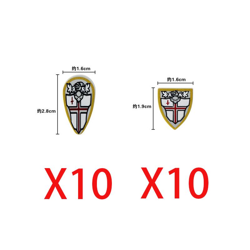 MOC Medieval Building Blocks Viking Crusader Shield Armor Vest Figure Soldier Weapons Accessories Lion Eagle Brick Toy Gift R059