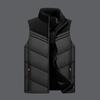 Men Cotton Vest Stand Collar Sleeveless Zipper Placket Waistcoat with Pockets Color-Blocked Striped Design Thick Thermal Insulation Waistcoat