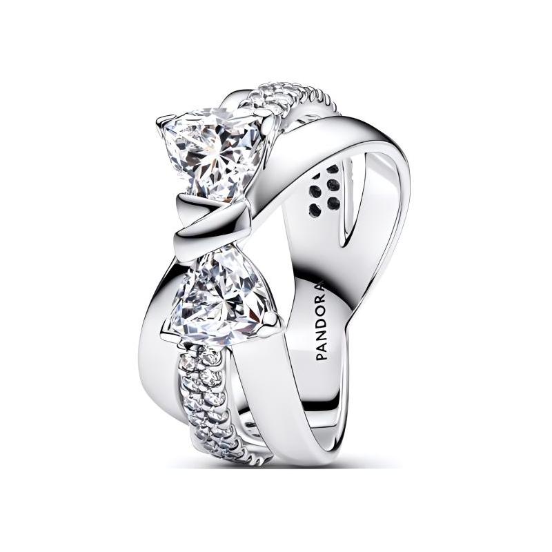 Pandora Crystal bow design 925 silver ring women s silver 193553C01
