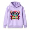 Kids Boys Girls Hoodie Sweatshirt, Cute Fluffy Monster Daddys Monster Pattern Pullover Hooded Top, Soft Casual Long Sleeve Clothes Children Daily Wear