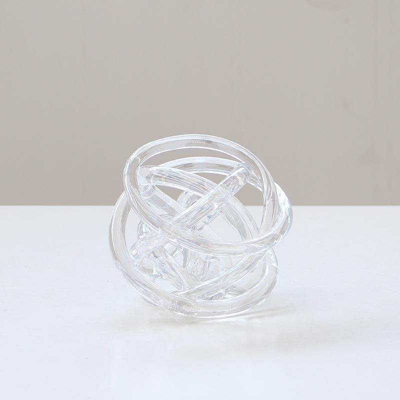 Creative Transparent Geometric Hand-made Glass Rope Hollow Coil Wound Ball Transparent Ornament Glass Craft Home Decoration
