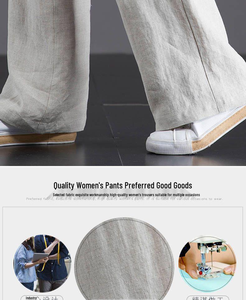 Pure Cotton High-Waisted Wide-Leg Pants for Women, Loose Drapey Fit, Perfect for Spring/Summer 2026.