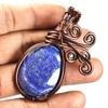 Naturlig Lapis Lazuli 71 ct Certifierat Handgjort Koppartrådsinlindat Ovalt Hänge
