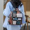 Schoolbag Women's Double Shoulder Women's Bag 1011 New Simple and Fashionable Large-capacity Plaid Contrasting Color Women's Casual Backpack