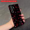 2DFlat Samsung Phone Case Glowing Pink Flowers & Stars On Black Background Applicable To Galaxy S22 S23 S24 S25ULTRA S26 A12 A13 A14 A15 A16