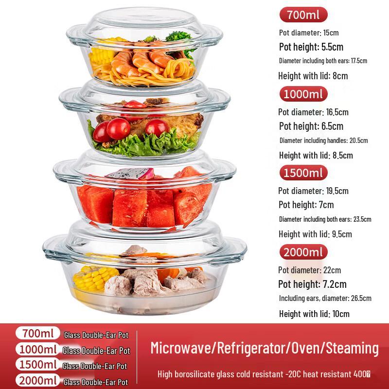 Versatile Heat-Resistant Glass Bowl with Lid