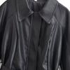 Womens Faux Leather Jacket Belted Waist Tailored Street Style Elegant Outerwear
