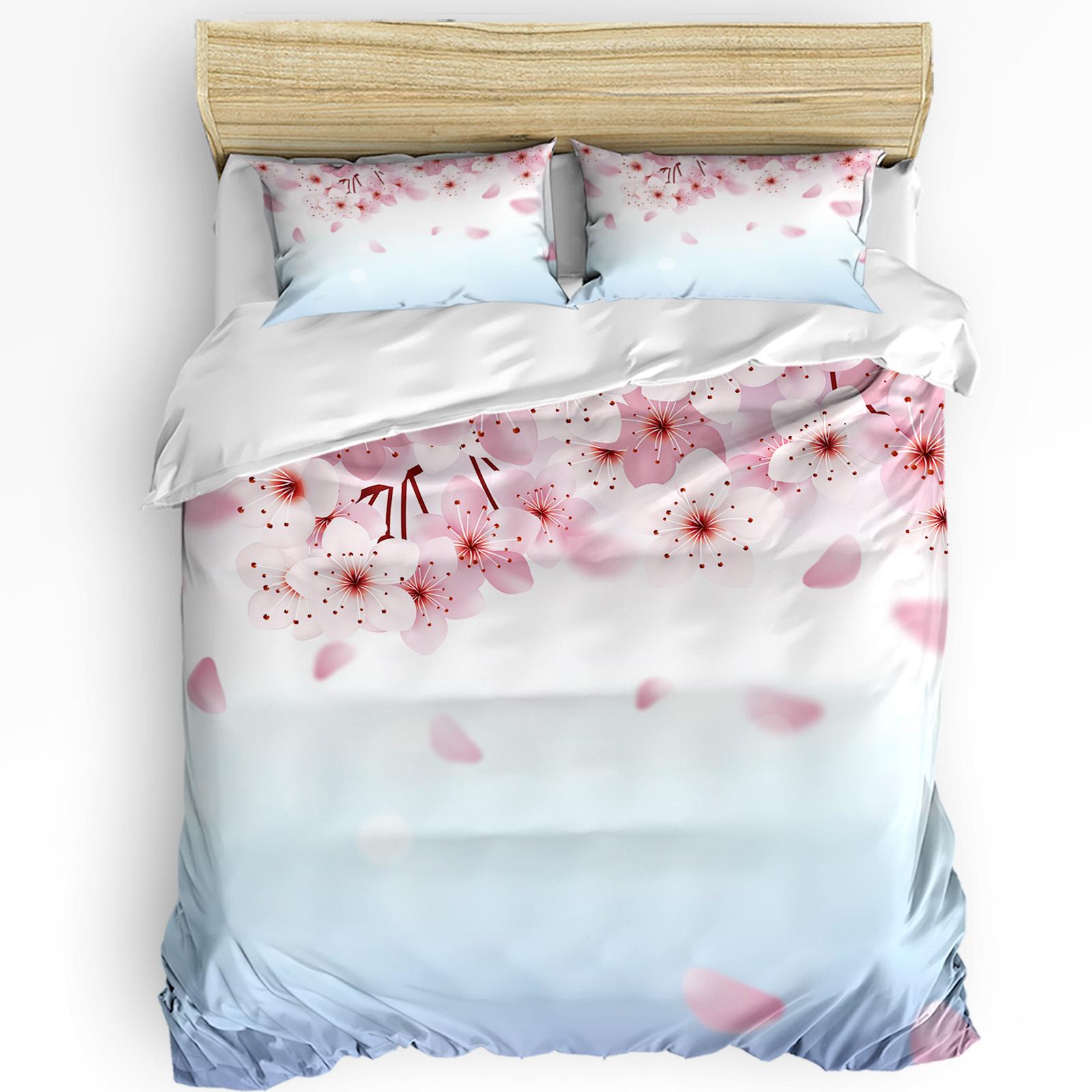 

Японський стиль Сакура Вишневий цвіт Рожева квітка 3 предмети Постільна білизна Для двоспального ліжка Домашній текстиль Підковдра Покривало Наволочка 140x200cm 3pcs