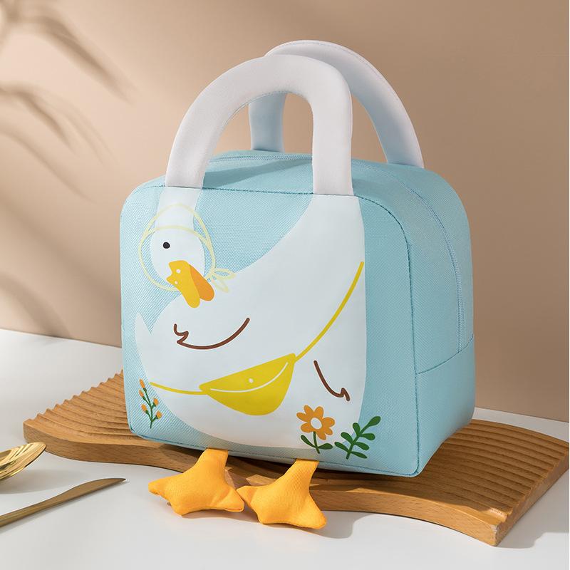 

Cartoon Swan Lunch bag Dopamine bento bag Portable Lunch Box large capacity meal handbag Soft Cooler Bag thickened lunch pouch синій