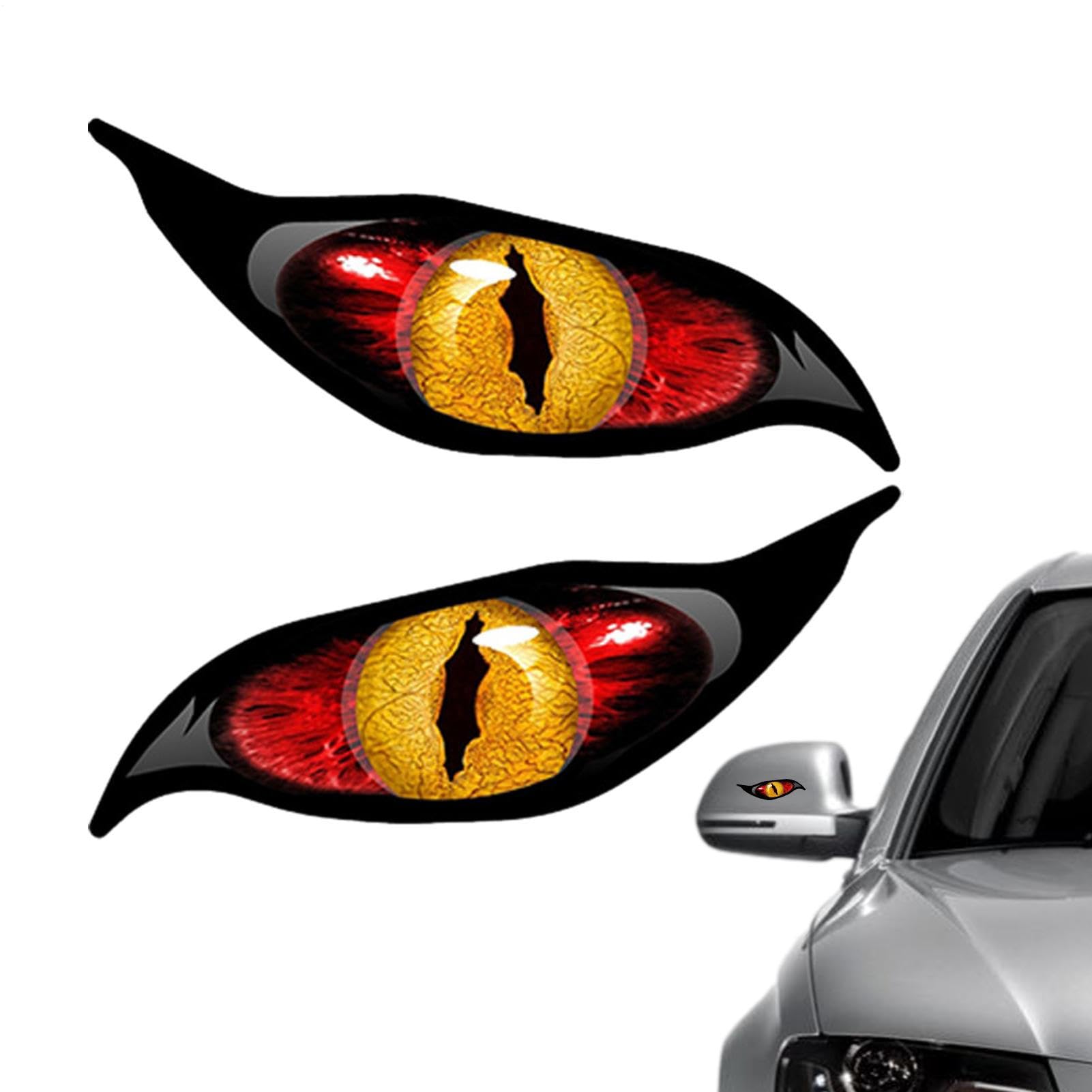 Car Side Mirror Decal, Car Scary Mirror Reflective Eyes Decal, giallo