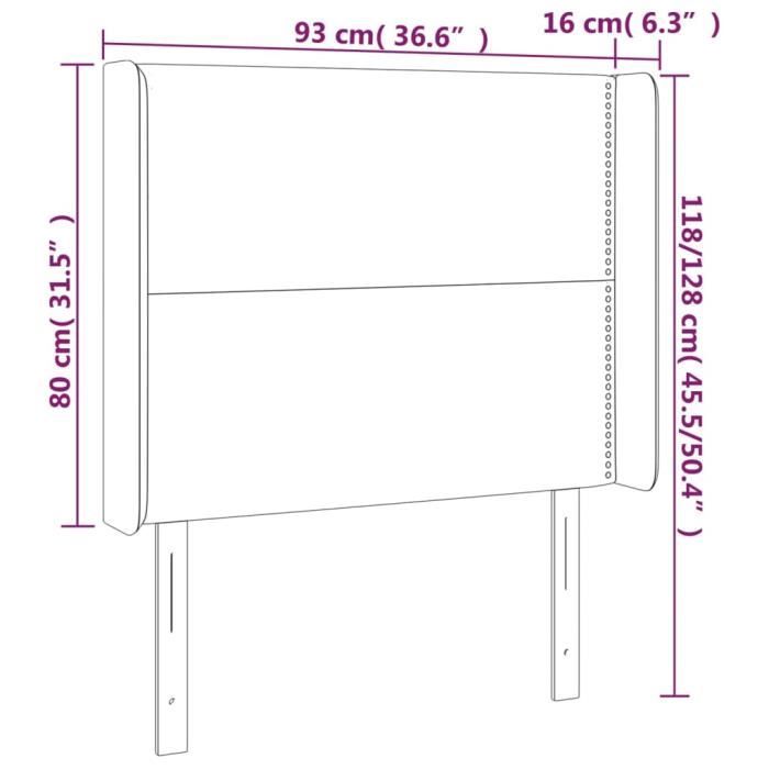 VidaXL Headboard with Ears Black 93x16x118-128 Cm Faux Leather3119518
