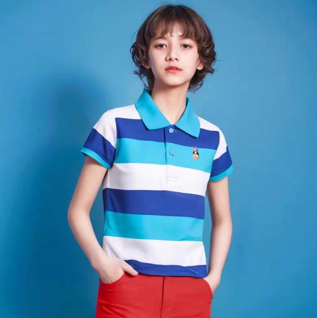 Dziecięce koszulki polo z krótkim rękawem Letnia odzież dziecięca T-shirt dla średnich i dużych dzieci Bawełniana koszulka polo w paski