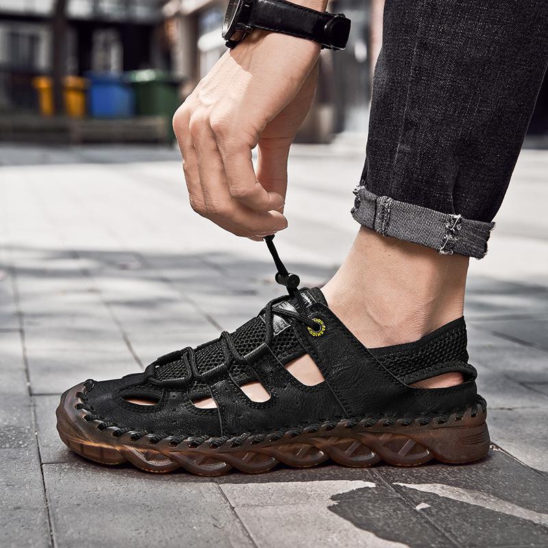 2023 Leather Men Shoes Summer New Large Size Men's Sandals Men Sandals Fashion Sandals Slippers Big Size 38--46