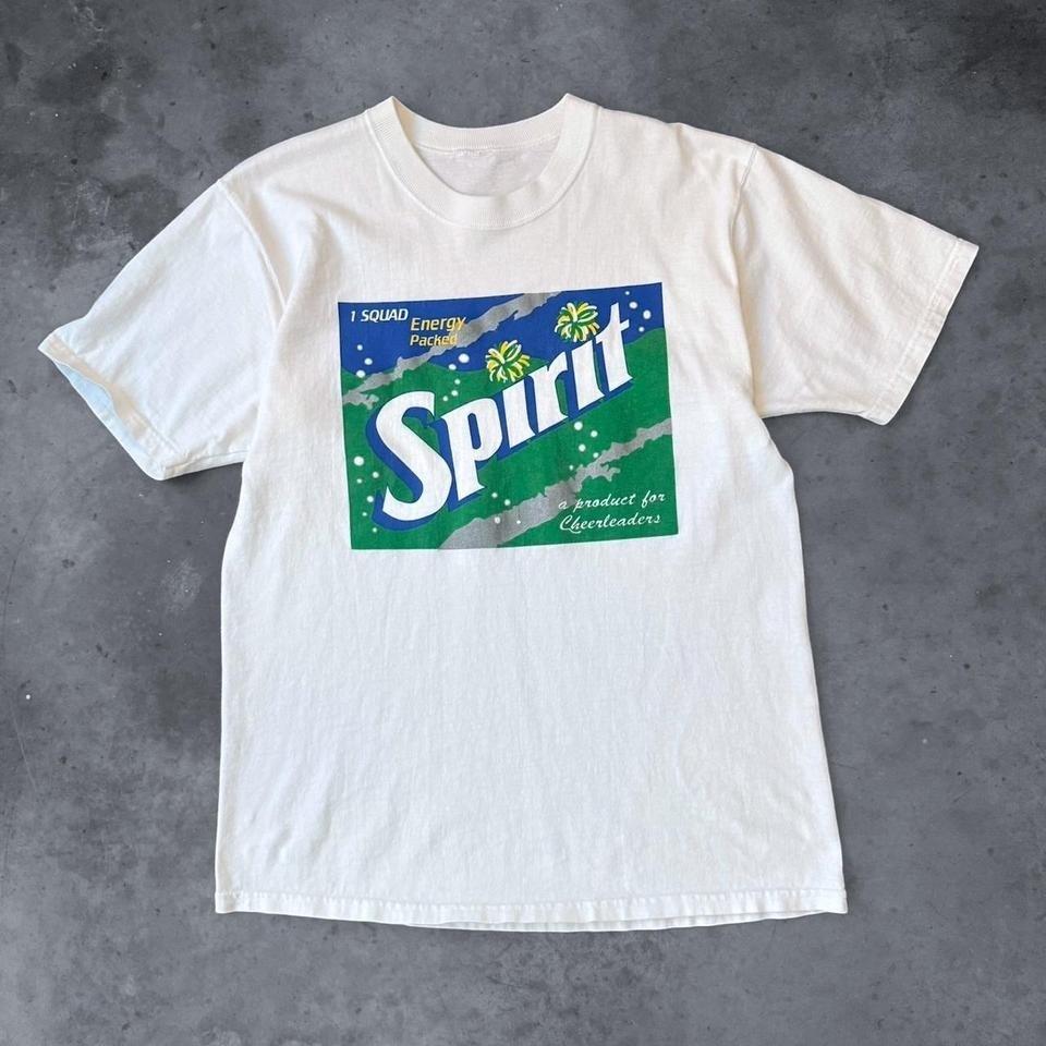 Vintage 90s Sprite "Spirit" Cheerleading T-shirt Tee Parody Graphic White Medium